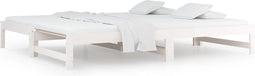 vidaXL - Slaapbank - uitschuifbaar - massief - grenenhout - wit - 2x(90x190) - cm