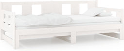 vidaXL - Slaapbank - uitschuifbaar - massief - grenenhout - wit - 2x(90x190) - cm