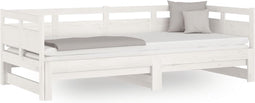 vidaXL - Slaapbank - uitschuifbaar - massief - grenenhout - wit - 2x(90x200) - cm