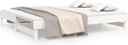 vidaXL - Slaapbank - uitschuifbaar - massief - grenenhout - wit - 2x(90x200) - cm