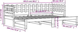 vidaXL - Slaapbank - uitschuifbaar - massief - grenenhout - wit - 2x(90x200) - cm