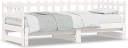 vidaXL - Slaapbank - uitschuifbaar - massief - grenenhout - wit - 2x(90x190) - cm