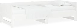 vidaXL - Slaapbank - uitschuifbaar - massief - grenenhout - wit - 2x(90x200) - cm