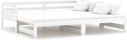 vidaXL - Slaapbank - uitschuifbaar - massief - grenenhout - wit - 2x(90x200) - cm