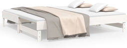 vidaXL - Slaapbank - uitschuifbaar - massief - grenenhout - wit - 2x(90x190) - cm