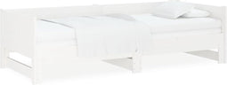 vidaXL - Slaapbank - uitschuifbaar - massief - grenenhout - wit - 2x(80x200) - cm