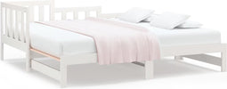 vidaXL - Slaapbank - uitschuifbaar - massief - grenenhout - wit - 2x(90x200) - cm