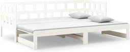 vidaXL - Slaapbank - uitschuifbaar - massief - grenenhout - wit - 2x(90x200) - cm