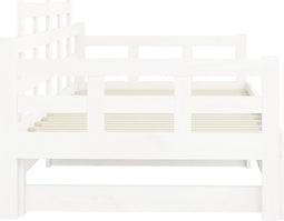 vidaXL - Slaapbank - uitschuifbaar - massief - grenenhout - wit - 2x(90x200) - cm