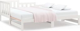 vidaXL - Slaapbank - uitschuifbaar - massief - grenenhout - wit - 2x(90x190) - cm