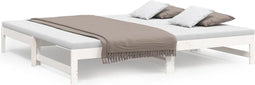 vidaXL - Slaapbank - uitschuifbaar - massief - grenenhout - wit - 2x(90x200) - cm
