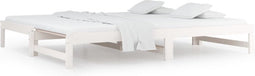vidaXL - Slaapbank - uitschuifbaar - massief - grenenhout - wit - 2x(90x200) - cm