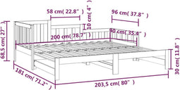 vidaXL - Slaapbank - uitschuifbaar - massief - grenenhout - zwart - 2x(90x200) - cm