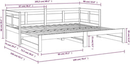vidaXL - Slaapbank - uitschuifbaar - massief - grenenhout - zwart - 2x(80x200) - cm