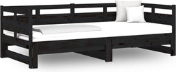 vidaXL - Slaapbank - uitschuifbaar - massief - grenenhout - zwart - 2x(90x190) - cm