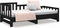 vidaXL - Slaapbank - uitschuifbaar - massief - grenenhout - zwart - 2x(90x200) - cm