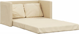 vidaXL - Slaapbank - vloermodel - 2-in-1 - 112x174x55 - cm - stof - crèmekleurig