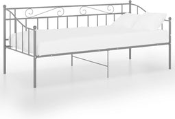 vidaXL - Slaapbankframe - metaal - grijs - 90x200 - cm