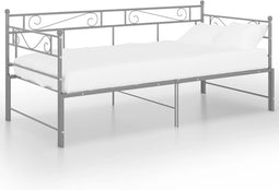 vidaXL - Slaapbankframe - uittrekbaar - metaal - grijs - 90x200 - cm
