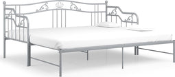 vidaXL - Slaapbankframe - uittrekbaar - metaal - grijs - 90x200 - cm