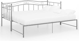 vidaXL - Slaapbankframe - uittrekbaar - metaal - grijs - 90x200 - cm