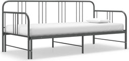 vidaXL - Slaapbankframe - uittrekbaar - metaal - grijs - 90x200 - cm
