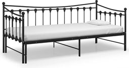 vidaXL - Slaapbankframe - uittrekbaar - metaal - zwart - 90x200 - cm