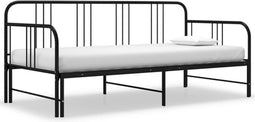 vidaXL - Slaapbankframe - uittrekbaar - metaal - zwart - 90x200 - cm