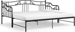 vidaXL - Slaapbankframe - uittrekbaar - metaal - zwart - 90x200 - cm