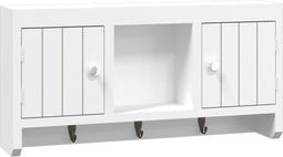 vidaXL - Sleutelkastje - 40x8,5x20 - cm - bewerkt - hout - en - staal - wit