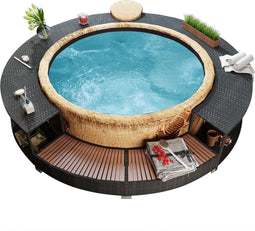 vidaXL Spa-omranding poly rattan zwart