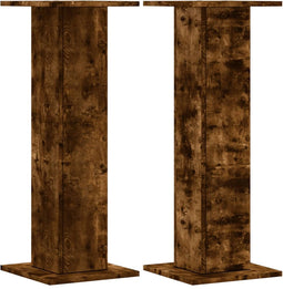 vidaXL - Speakerstandaards - 2 - st - 30x30x80 - cm - bewerkt - hout - gerookt - eiken