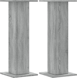 vidaXL - Speakerstandaards - 2 - st - 30x30x80 - cm - bewerkt - hout - grijs - sonoma