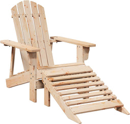 vidaXL - Stoel - Adirondack - met - voetenbank - massief - vurenhout