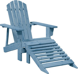 vidaXL - Stoel - Adirondack - met - voetenbank - massief - vurenhout - blauw