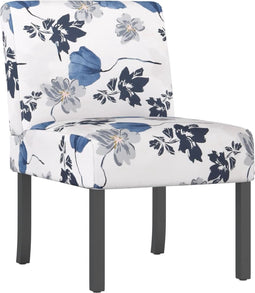 vidaXL - Stoel - gebloemd - stof - blauw