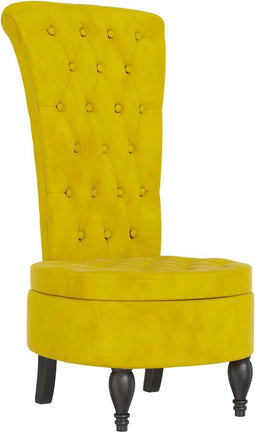 vidaXL - Stoel - hoge - rugleuning - met - knopen - fluweel - geel