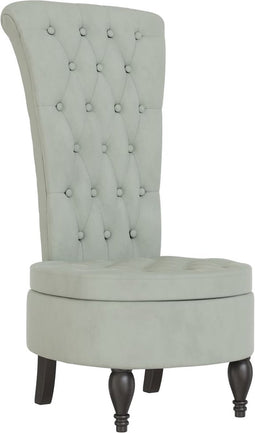 vidaXL - Stoel - hoge - rugleuning - met - knopen - fluweel - lichtgrijs