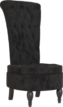 vidaXL - Stoel - hoge - rugleuning - met - knopen - fluweel - zwart