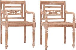 vidaXL - Stoelen - Batavia - 2 - st - massief - teakhout - met - whitewash - afwerking