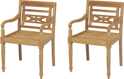 vidaXL - Stoelen - Batavia - 2 - st - massief - teakhout