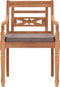 vidaXL - Stoelen - Batavia - 2 - st - met - donkergrijze - kussens - massief - teakhout