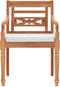 vidaXL - Stoelen - Batavia - 2 - st - met - kussens - massief - teakhout