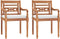 vidaXL - Stoelen - Batavia - 2 - st - met - kussens - massief - teakhout