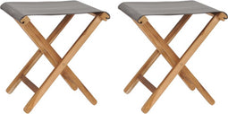 vidaXL - Stoelen - inklapbaar - 2 - st - massief - teakhout - en - stof - donkergrijs