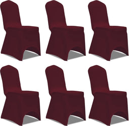 vidaXL - Stoelhoes - Stretch - Bordeauxrood - (6 - stuks)