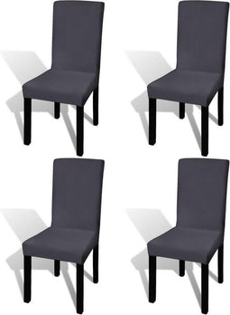 vidaXL - Stoelhoezen - 4 - st - stretch - recht - antracietkleurig