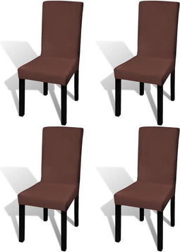 vidaXL - Stoelhoezen - 4 - st - stretch - recht - bruin
