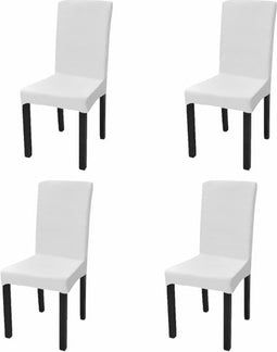 vidaXL - Stoelhoezen - 4 - st - stretch - recht - wit