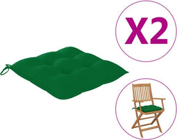 vidaXL - Stoelkussens - 2 - st - 40x40x7 - cm - oxford - stof - groen